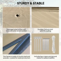 Outsunny 11' x 11' Pop Up Gazebo, Double Roof Foldable Height Adjustable Canopy Tent with Mesh Sidewalls, Carrying Bag, Beige(m-7)