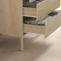 HOMCOM Bedroom Chest of Drawers, 4 Drawer Dresser with Fluted Panels and Solid Wood Legs, Anti-slip Foot Pads, Storage Cabinet for Living Room, Oak(m-12)