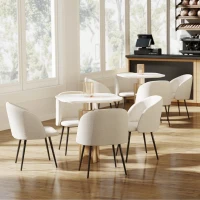 HOMCOM Dining Chairs Set of 2, Sherpa Fleece Upholstered Kitchen Chairs with Backrest and Steel Legs, Cream White(m-9)