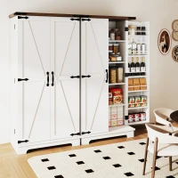 HOMCOM 47" Kitchen Pantry Storage Cabinet, Farmhouse Kitchen Pantry Cabinet with Adjustable Shelves and Door Shelves, White(m-11)