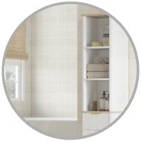 HOMCOM 24" Decorative Wall Mirror for Bedroom Living Room, Modern Round Bathroom Mirror for Home Decor, Silver(m-11)