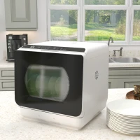 HOMCOM Portable Dishwasher, Counter Dishwasher with 4 Place Settings, 5 Washing Programs, Air-Dry Function, 6L Water Tank(m-8)