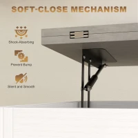 HOMCOM Modern Coffee Table, Lift Top Center Table with Fabric Drawers and Hidden Storage for Living Room, Cement Grey(m-6)