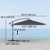 Outsunny Rectangular Cantilever Parasol 111" x 150.4", Outdoor Garden Umbrella with Adjustable Tilt, UV Protection UPF50+, Grey(m-3)