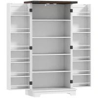HOMCOM 47" Kitchen Pantry Storage Cabinet, Farmhouse Kitchen Pantry Cabinet with Adjustable Shelves and Door Shelves, White(m-15)