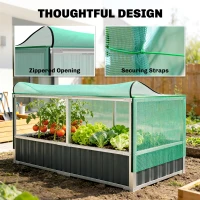 Outsunny Raised Garden Bed, 5.7 x 3 x 2.3ft Steel Planter Box Outdoor with Cover, Gloves, Dark Grey(m-6)