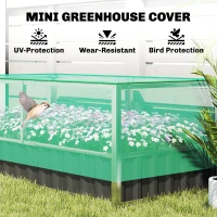 Outsunny Raised Garden Bed, 5.7 x 3 x 2.3ft Steel Planter Box Outdoor with Cover, Gloves, Dark Grey(m-4)