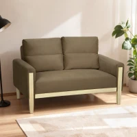 HOMCOM 53" Loveseat Sofa, Small 2 Seater Couch with Solid Wood Legs, Modern Velvet Sofa for Living Room, Small Spaces,Brown(m-7)