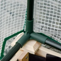 Outsunny Raised Garden Bed with PE Greenhouse Cover Outdoor Elevated Wood Planter Box for Herbs and Vegetables, Use for Patio, Backyard, Balcony, 48 x 22 x 46 inch, Natural(m-11)