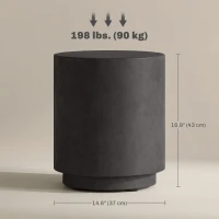 HOMCOM Terrazzo Finish Side Table, 17" Round End Table for Indoor and Outdoor, Charcoal Grey(m-3)