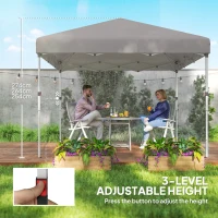 Outsunny 10' x 10' Pop Up Canopy with Sidewalls, Roller Bag, Height Adjustable Instant Tent for Outdoor, Garden, Patio, Grey(m-7)