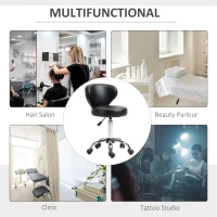 HOMCOM Adjustable Swivel Salon Stool with Backrest and Wheels, Office & Living Room Chair, Synthetic Leather, Black(m-7)