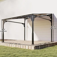 Outsunny 11' x 10' Outdoor Pergola, Wall Mounted Hardtop Lean-to Gazebo with Polycarbonate Roof and Metal-Aluminium Frame(m-3)