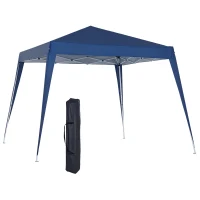Outsunny 8' x 8' Pop Up Canopy, Outdoor Folding Tent, Portable Party Tent with Carrying Bag for Camping, Party, Picnic, Blue(m-11)