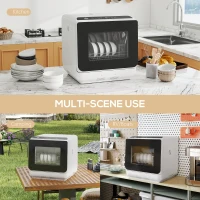 HOMCOM Countertop Dishwasher with Built-in 6L Water Tank, 5 Wash Programs, Touch Control, LED Display, Dual Water Supply, White(m-10)