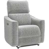 HOMCOM Power Recliner Chair, Linen-look Fabric Upholstered Recliner Chair with USB Ports, Footrest, Grey(m-2)