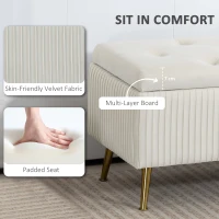 HOMCOM Storage Ottoman Bench, 43 Inch Large Storage Chest with Steel Legs and Padded Seat, Foot Rest, Load 485 lbs, Beige(m-6)