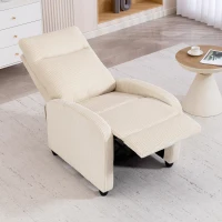 HOMCOM Fabric Recliner Chair Manual Home Theater Seating Single Reclining Sofa Chair with Padded Seat for Living Room, Beige(m-7)