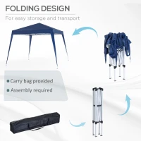 Outsunny 8' x 8' Pop Up Canopy, Outdoor Folding Tent, Portable Party Tent with Carrying Bag for Camping, Party, Picnic, Blue(m-5)