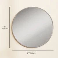 HOMCOM 24" Decorative Wall Mirror for Bedroom Living Room, Modern Round Bathroom Mirror for Home Decor, Silver(m-3)