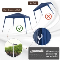 Outsunny 8' x 8' Pop Up Canopy, Outdoor Folding Tent, Portable Party Tent with Carrying Bag for Camping, Party, Picnic, Blue(m-6)