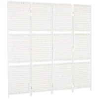 HOMCOM 4 Panel Room Divider with Shelves, 6 FT Freestanding Folding Privacy Screen, Partition Wall Divider for Bedroom, White(m-2)