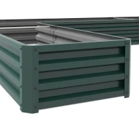 Outsunny Galvanized Raised Garden Bed Steel Planter Box w/ Rods for Vegetables Flowers Herbs, 82" x 109" x 12", Green(m-10)