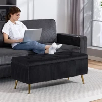 HOMCOM Storage Ottoman Bench, 43 Inch Large Storage Chest with Steel Legs and Padded Seat, Foot Rest, Load 485 lbs, Black(m-10)