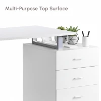 HOMCOM 47" Computer Desk Writing Table Workstation with Multi-Use Reversible File Drawers Metal Frame Home Office Furniture, White(m-7)