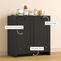 kleankin Tilt-Out Laundry Storage Cabinet, Modern Laundry Hamper with 2 Compartments for Bathroom Washroom, Black(m-5)