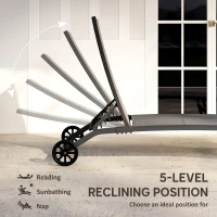 Outsunny Outdoor Lounge Chair Set of 2, Tanning Chair with Wheels, Breathable Mesh for Patio, Backyard, Poolside, Dark Grey(m-5)