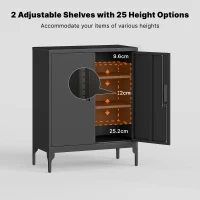 HOMCOM Office Storage Cabinet with Lock, Filing Cabinet with Adjustable Shelves and Doors for Home Office, Garage, Black(m-4)