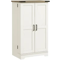 HOMCOM Farmhouse Kitchen Pantry Storage Cabinet, Kitchen Pantry Cabinet with Doors and Adjustable Shelves, Cream White(m-2)