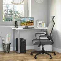 HOMCOM 47" Computer Desk Writing Table Workstation with Multi-Use Reversible File Drawers Metal Frame Home Office Furniture, White(m-1)