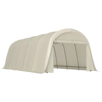 Outsunny 12' x 23.6' Heavy Duty Carport, UPF50+ Portable Garage Car Canopy Tent with Galvanized Frame, Large Door, Beige(m-11)