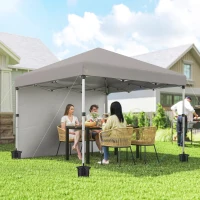 Outsunny 10' x 10' Pop Up Canopy with Sidewalls, Roller Bag, Height Adjustable Instant Tent for Outdoor, Garden, Patio, Grey(m-1)