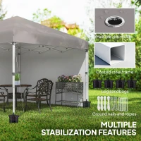Outsunny 10' x 10' Pop Up Canopy with Sidewalls, Roller Bag, Height Adjustable Instant Tent for Outdoor, Garden, Patio, Grey(m-9)