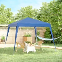 Outsunny 8' x 8' Pop Up Canopy, Outdoor Folding Tent, Portable Party Tent with Carrying Bag for Camping, Party, Picnic, Blue(m-8)