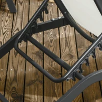 Outsunny Outdoor Lounge Chair Set of 2, Tanning Chair with Wheels, Breathable Mesh for Patio, Backyard, Poolside, Cream White(m-9)