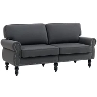 HOMCOM Stylish Midback Double Sofa with Sponge Padding, 2 Seater Sofa Couch, with Rubber Wood Leg, Dark Grey(m-2)