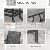 Outsunny Outdoor 4 Pieces Patio Furniture Set, Garden Set with Two Foldable Armchairs, a Loveseat & Glass Top Table, Mixed Grey(m-7)
