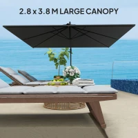 Outsunny Rectangular Cantilever Parasol 111" x 150.4", Outdoor Garden Umbrella with Adjustable Tilt, UV Protection UPF50+, Grey(m-5)
