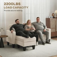 HOMCOM Sectional Sofa, L Shaped Couch, with Changeable Chaise or Ottoman, Cream White(m-7)