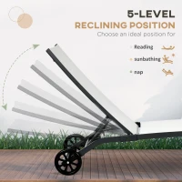 Outsunny Outdoor Lounge Chair Set of 2, Tanning Chair with Wheels, Breathable Mesh for Patio, Backyard, Poolside, Cream White(m-5)