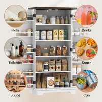 HOMCOM 47" Kitchen Pantry Storage Cabinet, Farmhouse Kitchen Pantry Cabinet with Adjustable Shelves and Door Shelves, White(m-5)