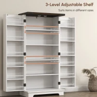 HOMCOM 47" Kitchen Pantry Storage Cabinet, Farmhouse Kitchen Pantry Cabinet with Adjustable Shelves and Door Shelves, White(m-6)
