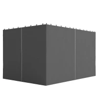 Outsunny 10' x 12' Universal Gazebo Sidewall Set with 4 Panels, Hooks/C-Rings Included for Pergolas & Cabanas, Grey(m-2)