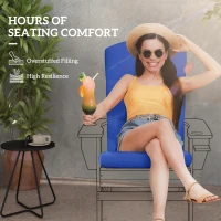 Outsunny Patio Chair Cushion for Adirondack Chairs Replacement Cushion with Back and Ties, Navy Blue(m-4)