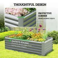Outsunny 6' x 3' x 2' Raised Garden Bed, Galvanized Planter Box for Growing Flowers, Herbs and Vegetables, Light Grey(m-7)
