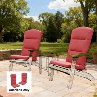 Outsunny Patio Chair Cushion for Adirondack Chairs Replacement Cushion with Back and Ties, Wine Red(m-1)